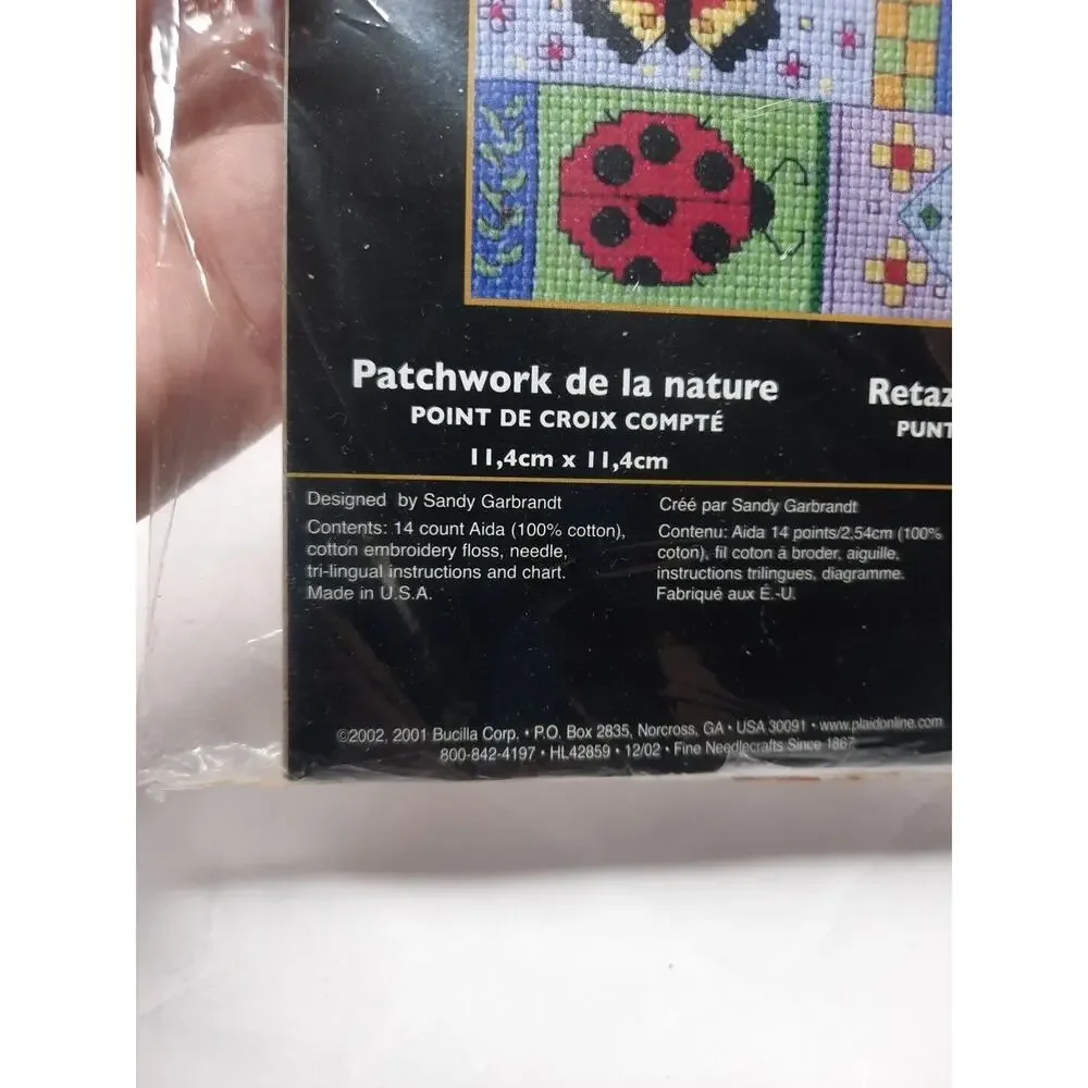 Bucilla Counted Cross Stitch Kit Nature Patchwork 42859 4.5x4.5 Insects